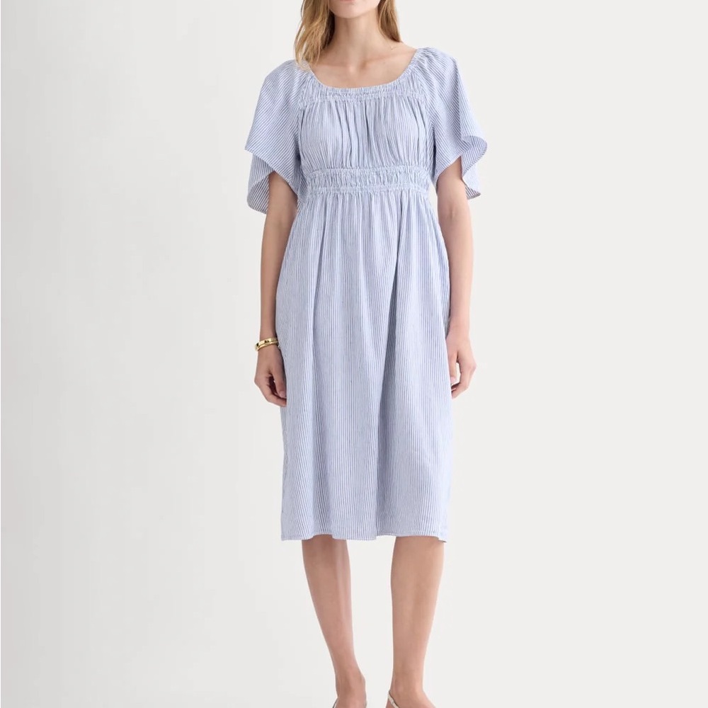 Everlane Flutter Sleeve Dress in Stretch Linen